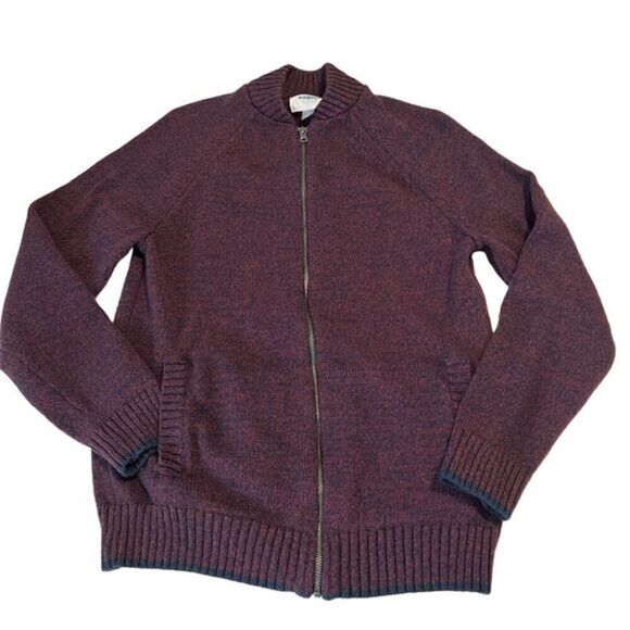 Old Navy Burgandy and Blue‎ Zip Up Front Pocket Sweater Jacket Size M - Picture 1 of 10